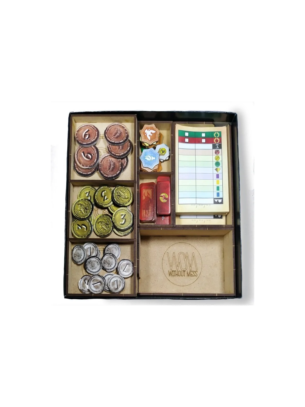 Inserto Compatible con 7 Wonders Duel (Base+Expansión Ágora+Expansión Pantheon) de WithOut Mess en Insertos | La Cueva Roja