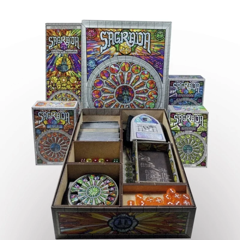 Inserto Compatible con Sagrada (Base+Exp. 5-6 Jugadores+Exp. Passion+Exp. Life+Exp. Glory) de WithOut Mess en Insertos | La Cuev