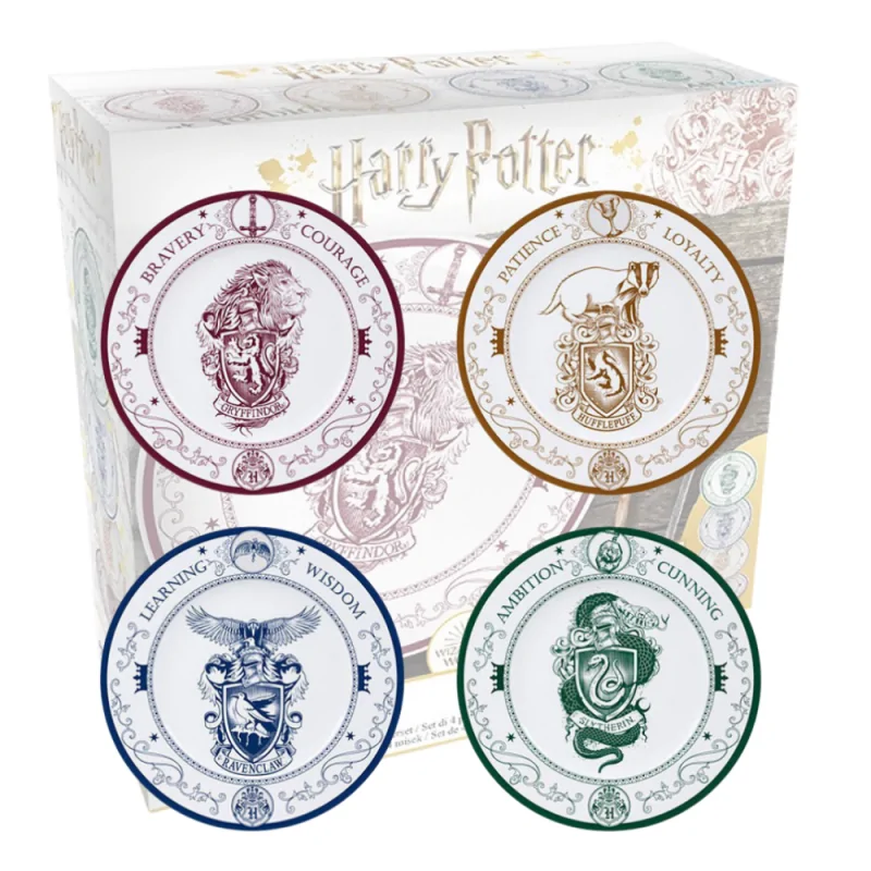 Set de 4 Platos Harry Potter Casas de Hogwarts de ABYSSE en Otros | La Cueva Roja