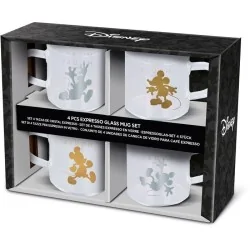 Set 4 Tazas de Cristal Cafe 100ml Mickey Young Adult de Stor en Tazas - Vasos | La Cueva Roja