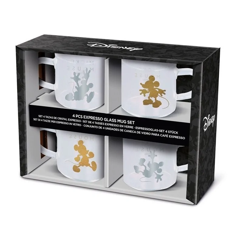 Set 4 Tazas de Cristal Cafe 100ml Mickey Young Adult de Stor en Tazas - Vasos | La Cueva Roja
