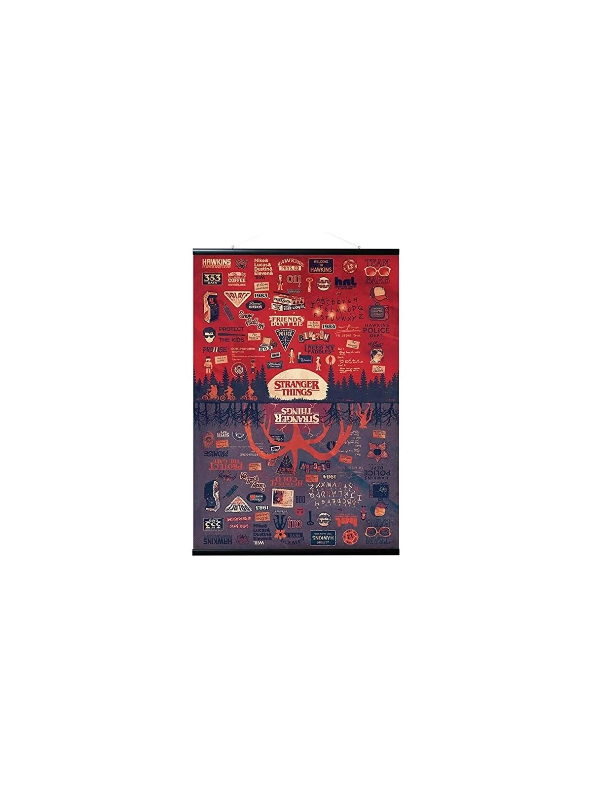 Pack Colgador con Poster Stranger Things The Upside Down de Grupo Erik en Decoración | La Cueva Roja