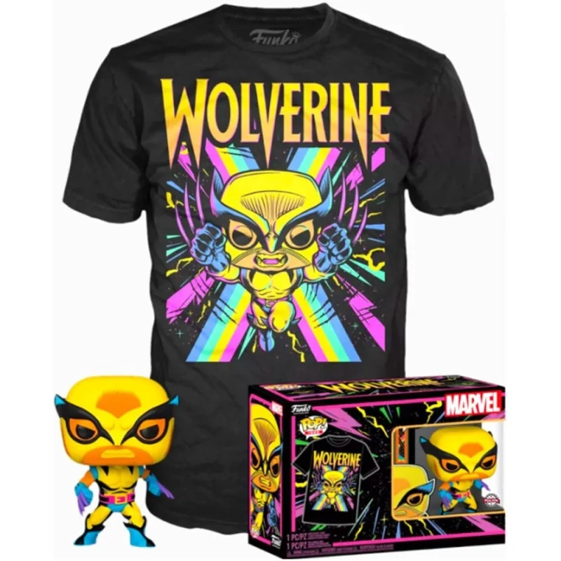 Set Funko POP! & Tee Marvel Wolverine Black Light L de Funko en Camisetas | La Cueva Roja