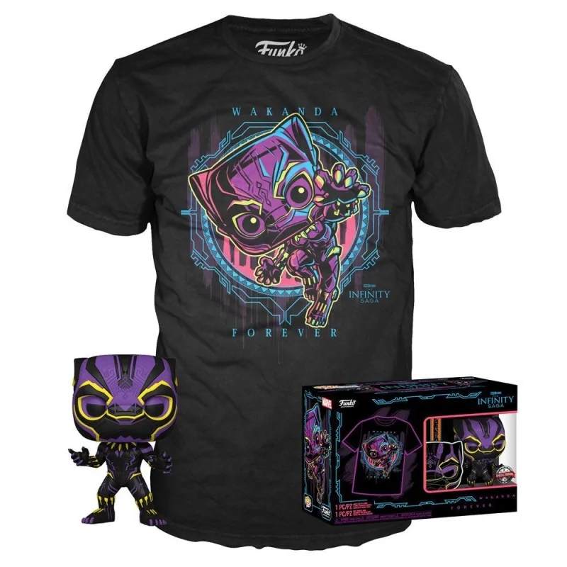 Set Funko POP! & Tee Marvel Wakanda Forever Black Panther Exclusive de Funko en Ropa | La Cueva Roja