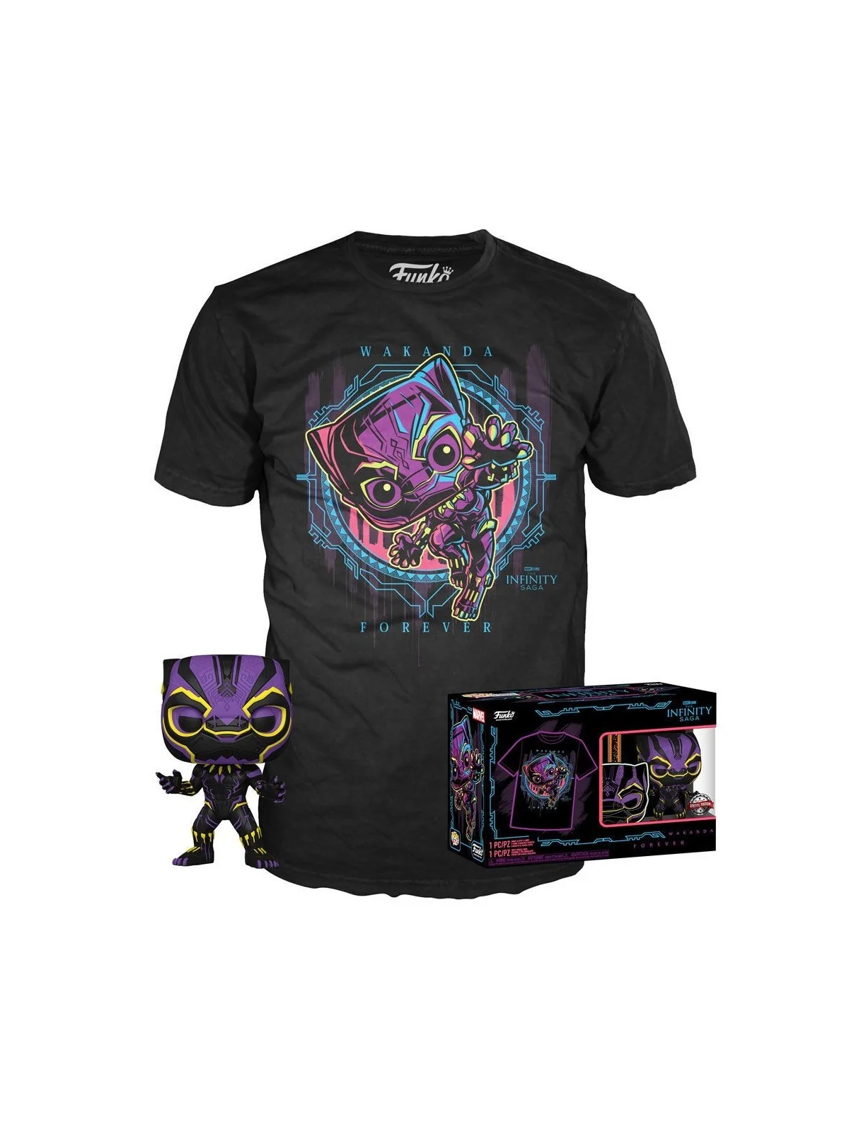 Set Funko POP! & Tee Marvel Wakanda Forever Black Panther Exclusive de Funko en Ropa | La Cueva Roja