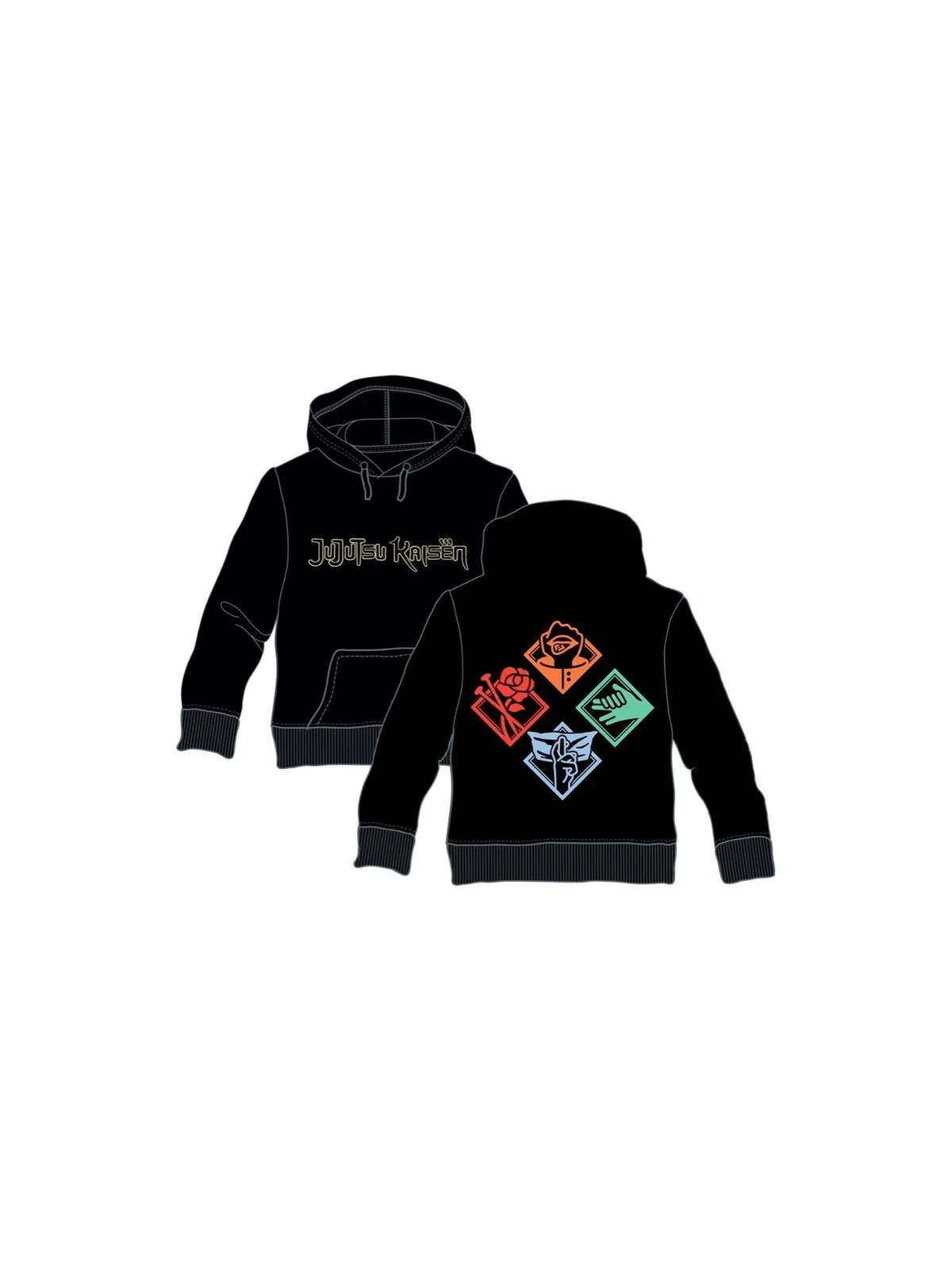 Sudadera Capucha Tecnicas Jujutsu Kaisen Adulto de Crunchyroll en Ropa | La Cueva Roja