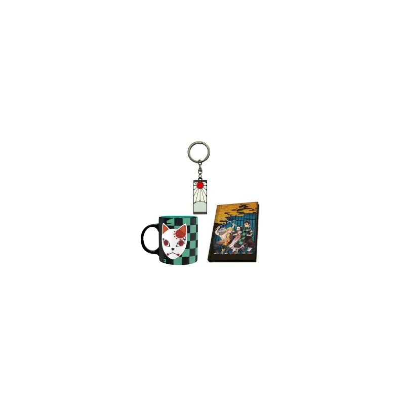 Pack Taza 320ml Llavero y Cuaderno Tanjiro Demon Slayer de ABYSSE en Tazas - Vasos | La Cueva Roja