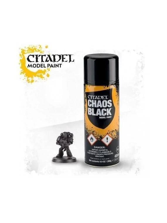Warhammer Colour: Chaos Black Spray (62-02) de Games Workshop en Warhammer Colour | La Cueva Roja