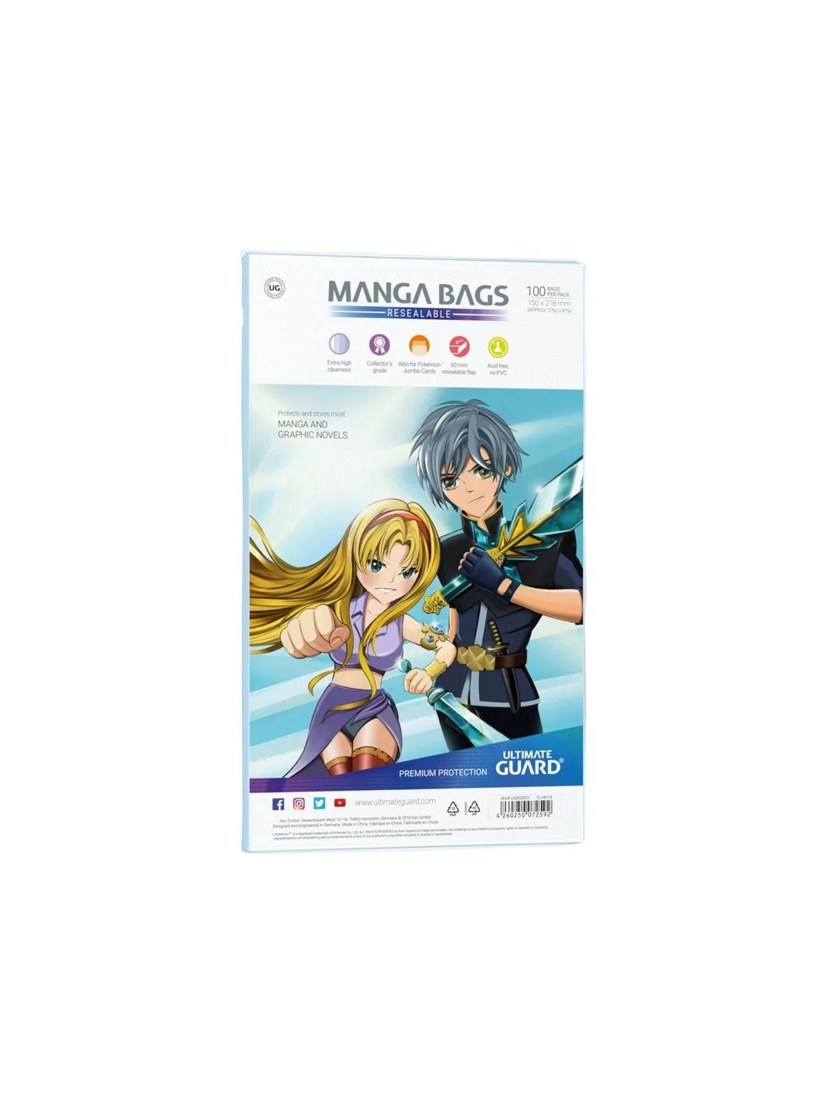 Ultimate Guard Manga Bags Bolsas con Cierre Reutilizable de Mangas (100) de Ultimate Guard en Fundas | La Cueva Roja