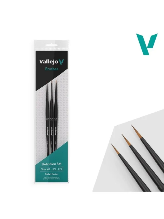 Vallejo Definition Set: Detail Series - Pelo Sintetico Size 4/0-3/0-2/0 (B02990) de Vallejo en Vallejo | La Cueva Roja