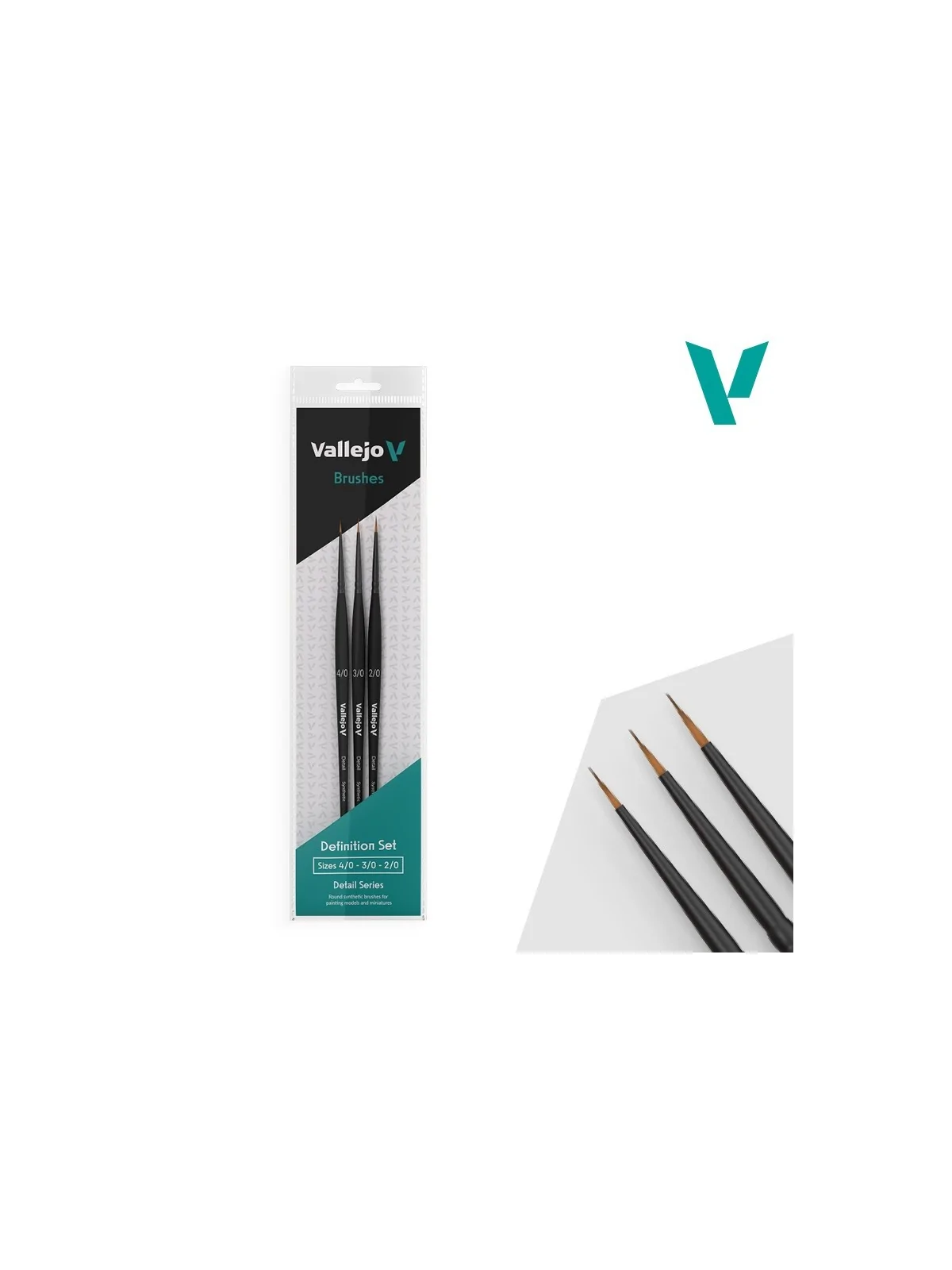 Vallejo Definition Set: Detail Series - Pelo Sintetico Size 4/0-3/0-2/0 (B02990) de Vallejo en Vallejo | La Cueva Roja
