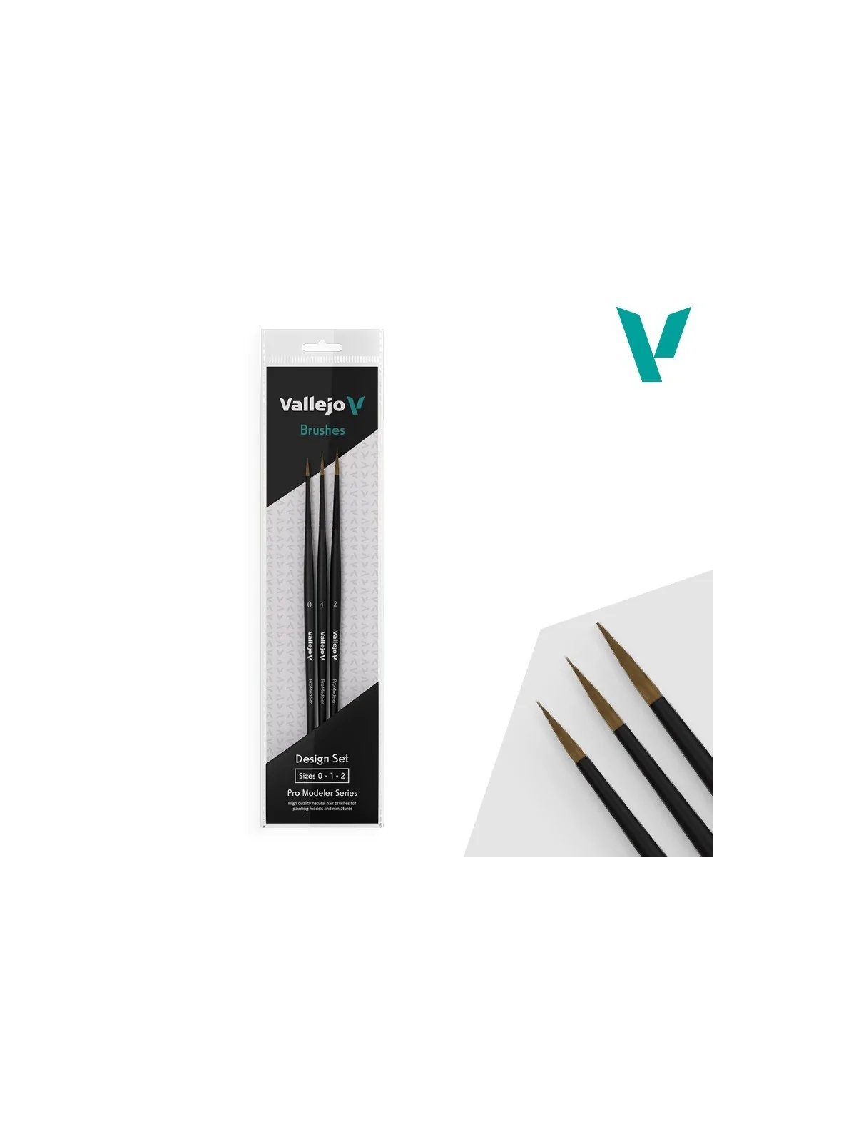 Vallejo Design Set: Pro Modeler Series - Pelo Natural Size 0-1-2 (B01991) de Vallejo en Vallejo | La Cueva Roja