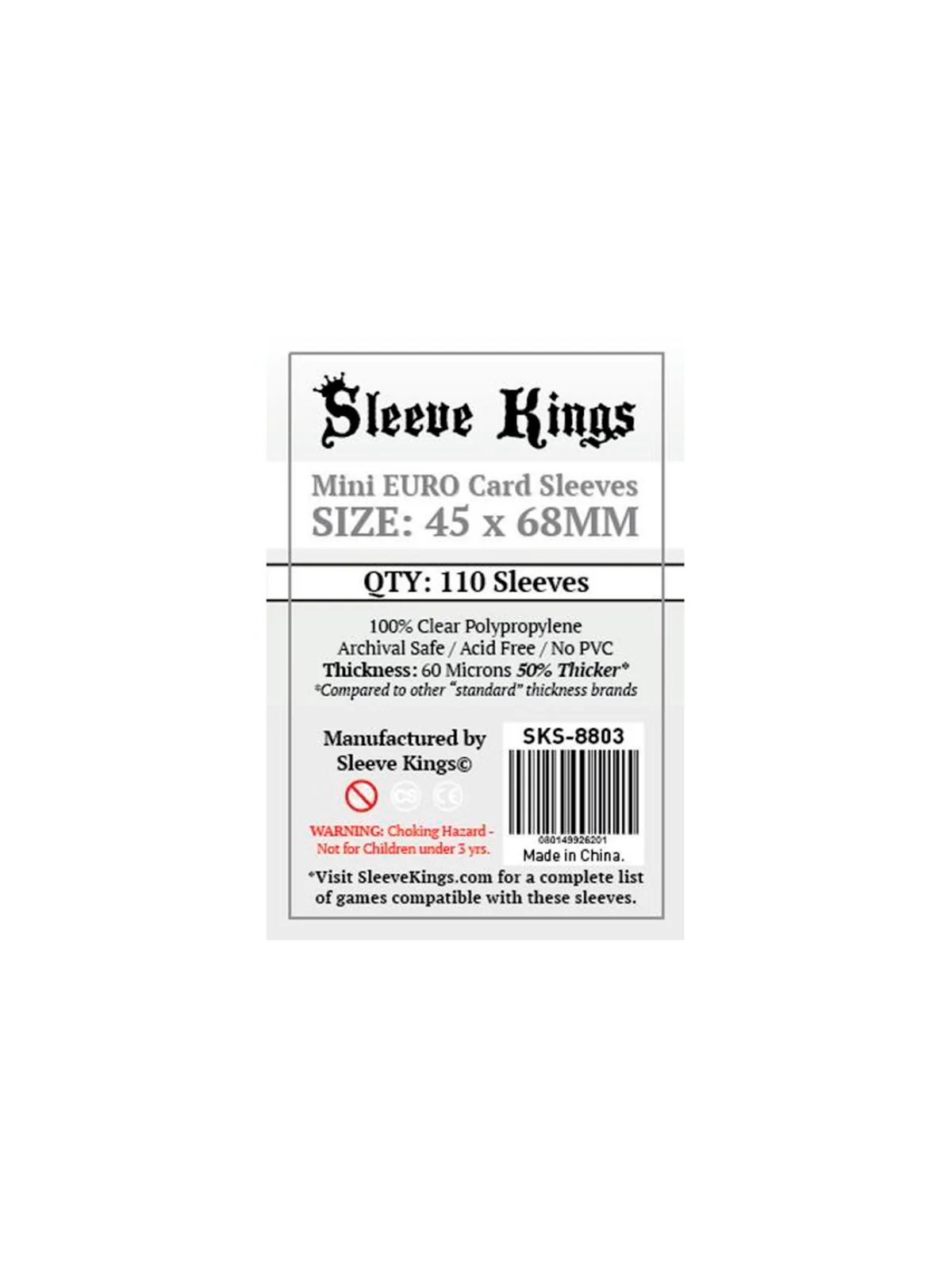 [8803] Sleeve Kings Mini Euro Card Sleeves (45x68mm) de Sleeve Kings en Fundas | La Cueva Roja