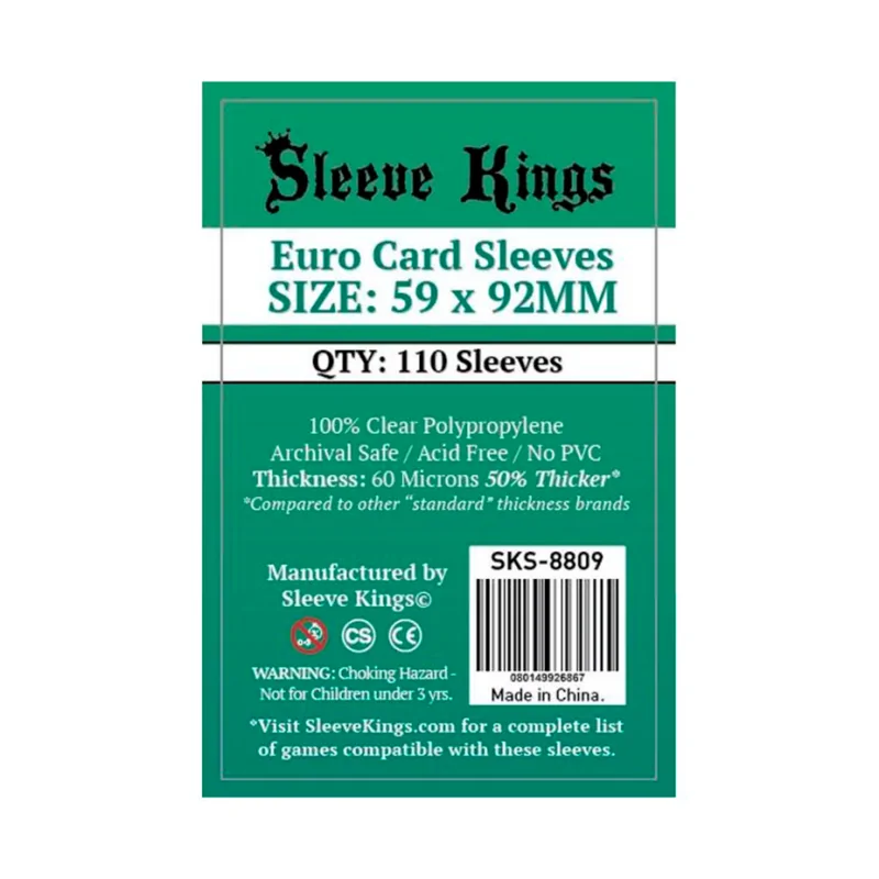 [8809] Sleeve Kings Euro Card Sleeves (59x92mm) de Sleeve Kings en Fundas | La Cueva Roja