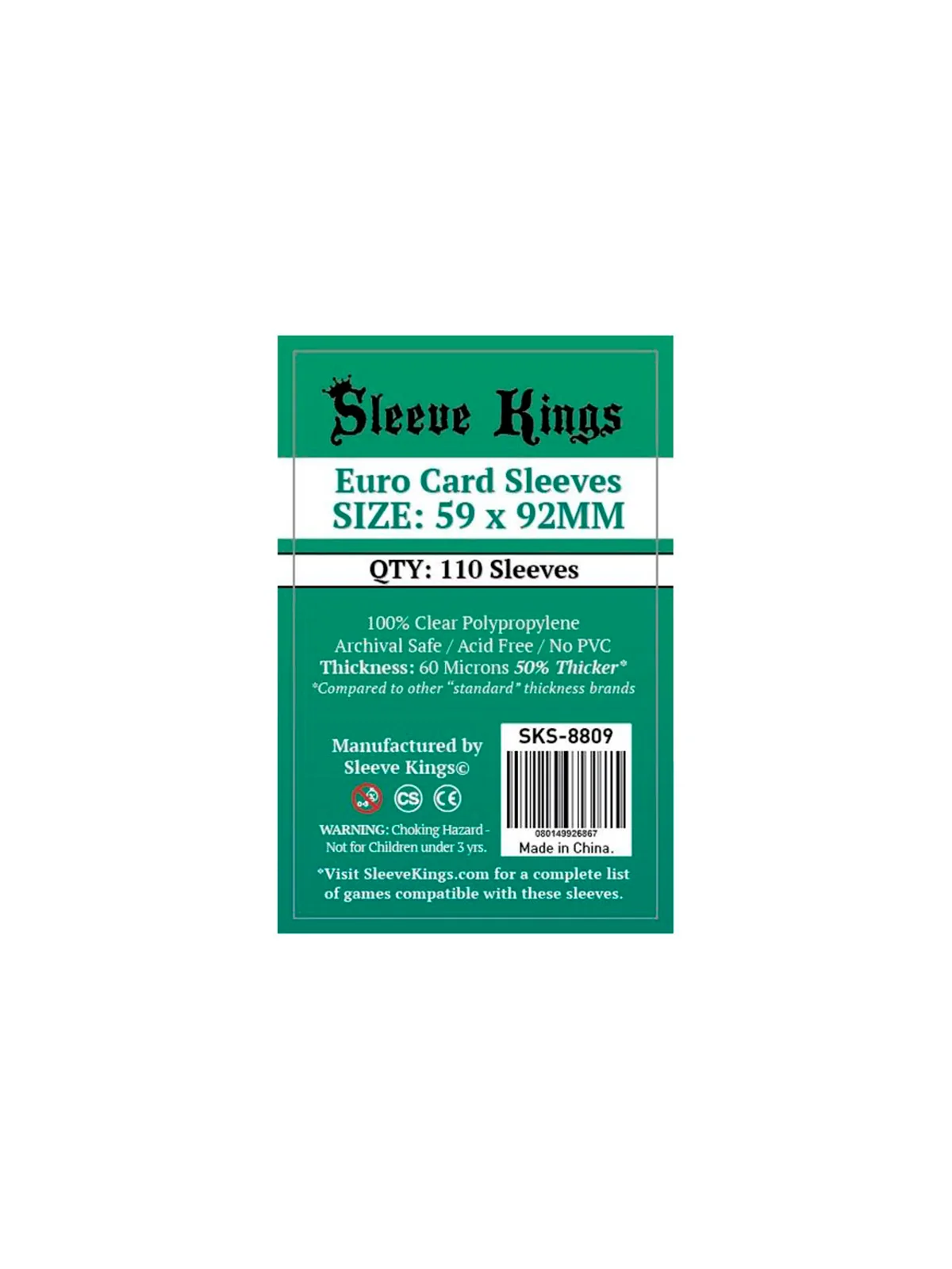 [8809] Sleeve Kings Euro Card Sleeves (59x92mm) de Sleeve Kings en Fundas | La Cueva Roja