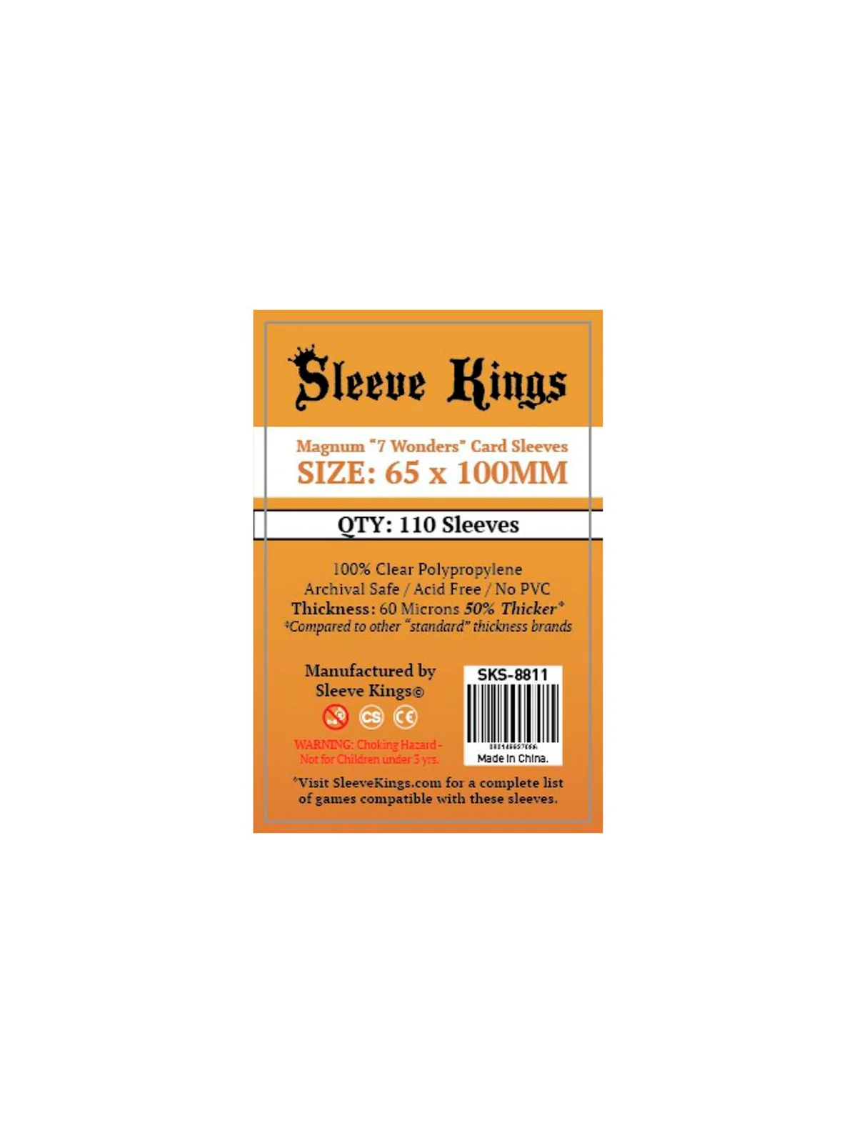 [8811] Sleeve Kings Magnum 7 Wonders Card Sleeves (65x100mm) de Sleeve Kings en Fundas | La Cueva Roja