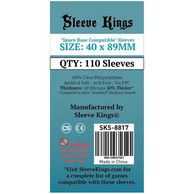 [8817] Sleeve Kings Space Base Compatible Sleeves (40x89mm) de Sleeve Kings en Fundas | La Cueva Roja