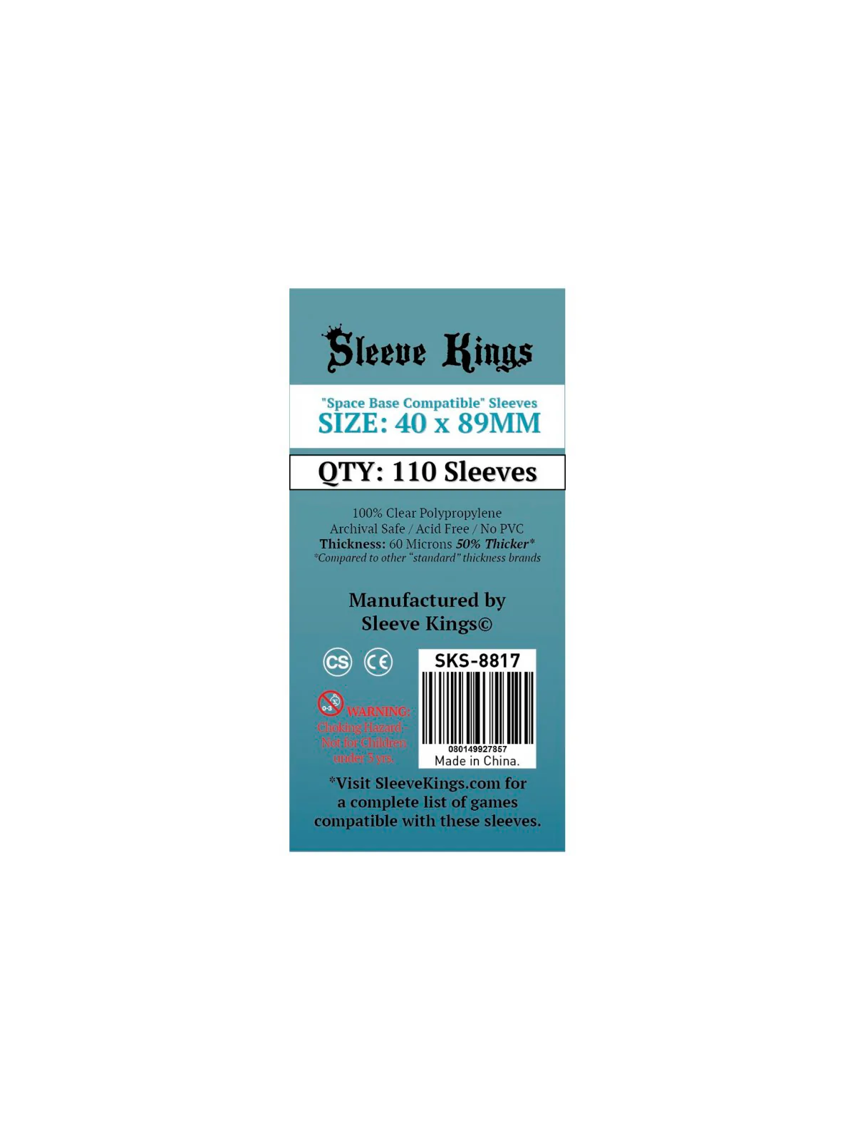 [8817] Sleeve Kings Space Base Compatible Sleeves (40x89mm) de Sleeve Kings en Fundas | La Cueva Roja