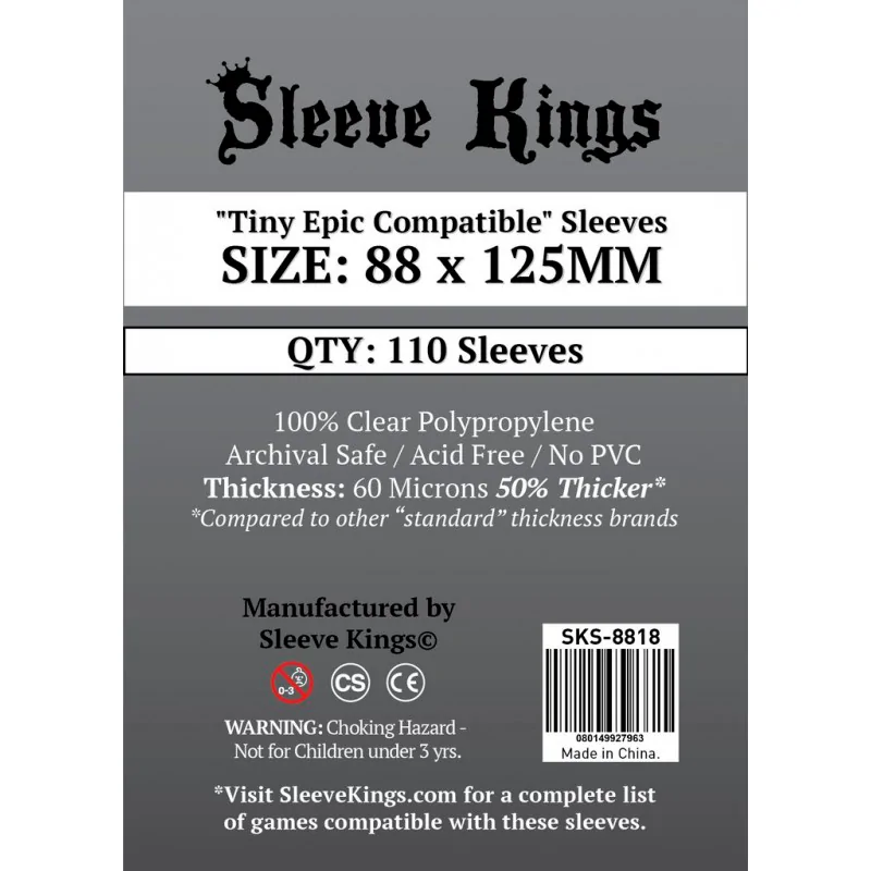 [8818] Sleeve Kings Tiny Epic Compatible Sleeves (88x125mm) de Sleeve Kings en Fundas | La Cueva Roja