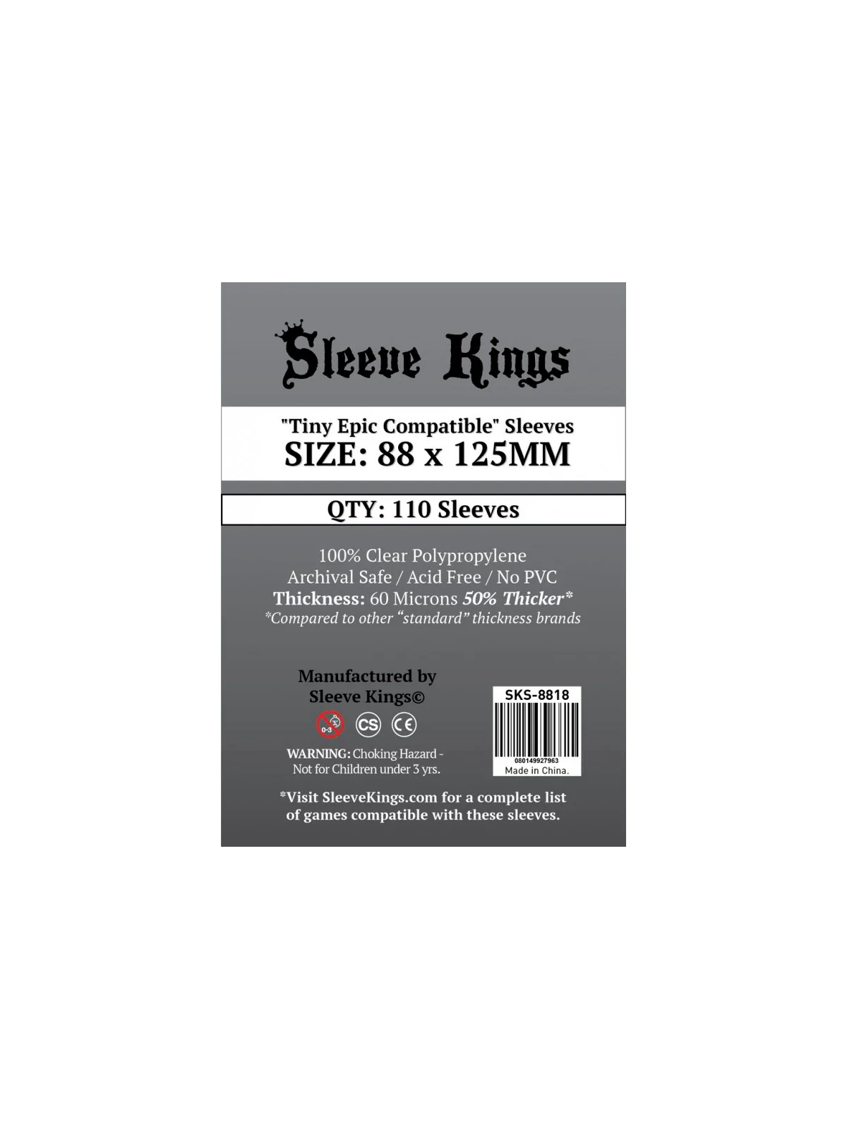 [8818] Sleeve Kings Tiny Epic Compatible Sleeves (88x125mm) de Sleeve Kings en Fundas | La Cueva Roja
