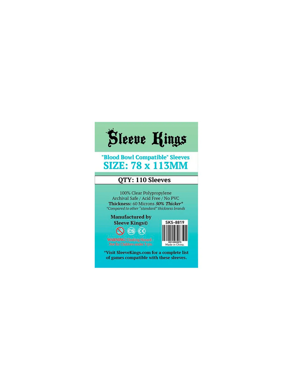[8819] Sleeve Kings Blood Bowl Compatible Sleeves (78x113mm) de Sleeve Kings en Fundas | La Cueva Roja