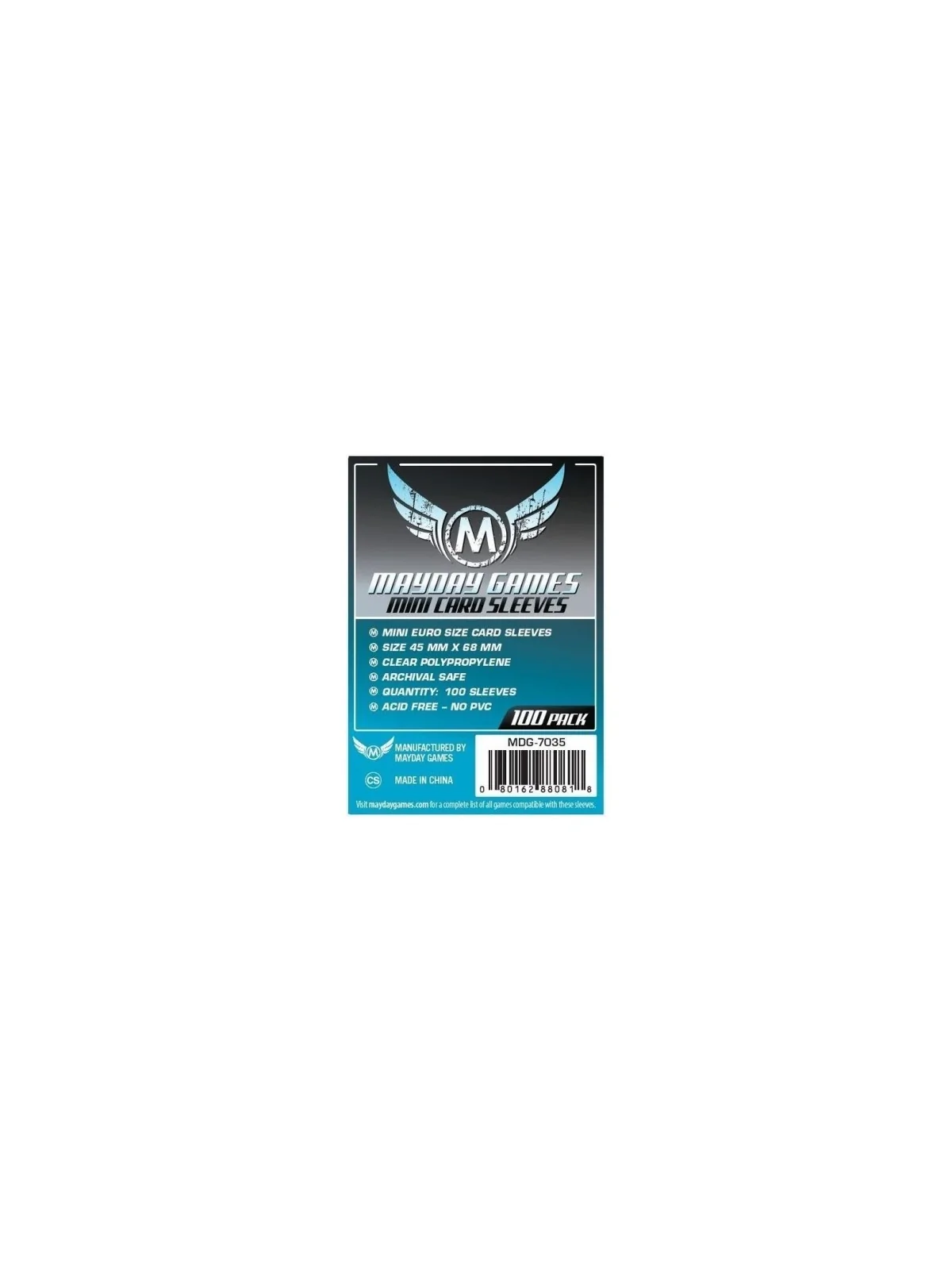 [7035] Mayday Games Mini Euro Card Sleeves (Pack of 100) (45x68mm) de Mayday en Fundas | La Cueva Roja