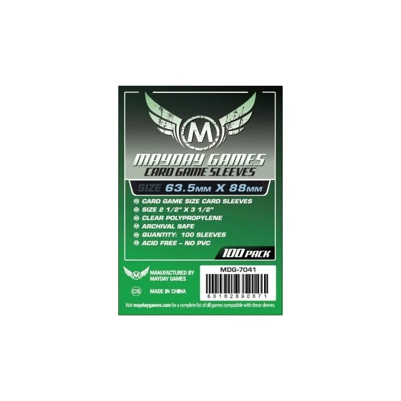 [7041] Mayday Games Card Game Sleeves Green (Pack of 100) (63.5x88mm) de Mayday en Fundas | La Cueva Roja