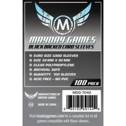 [7042] Mayday Games Euro Card Sleeves Black Backed (Pack of 100) (59x92mm) de Mayday en Fundas | La Cueva Roja