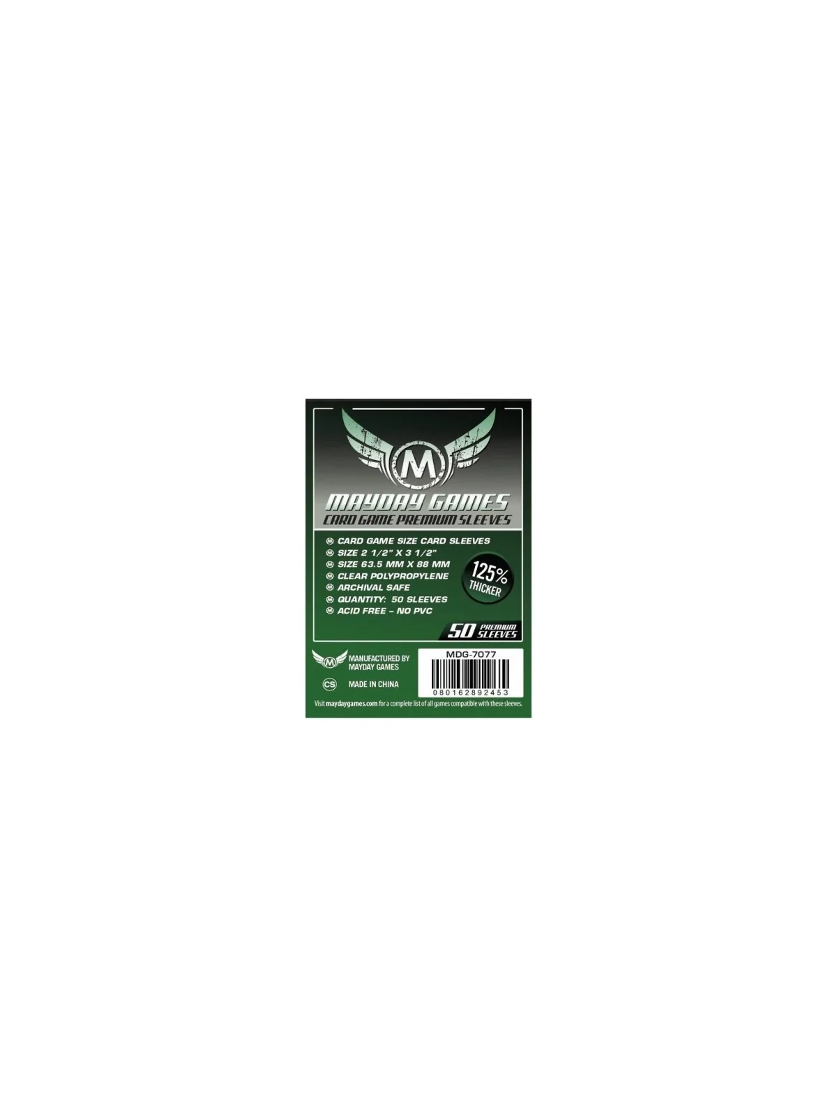 [7077] Mayday Games Premium Card Game Sleeves Dark Green (Pack of 50) (63.5x88mm) de Mayday en Fundas | La Cueva Roja
