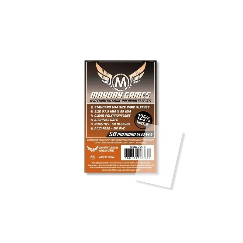 [7078] Mayday Games Premium USA Chimera Game Sleeves Orange (Pack of 50) (57.5x89mm) de Mayday en Fundas | La Cueva Roja