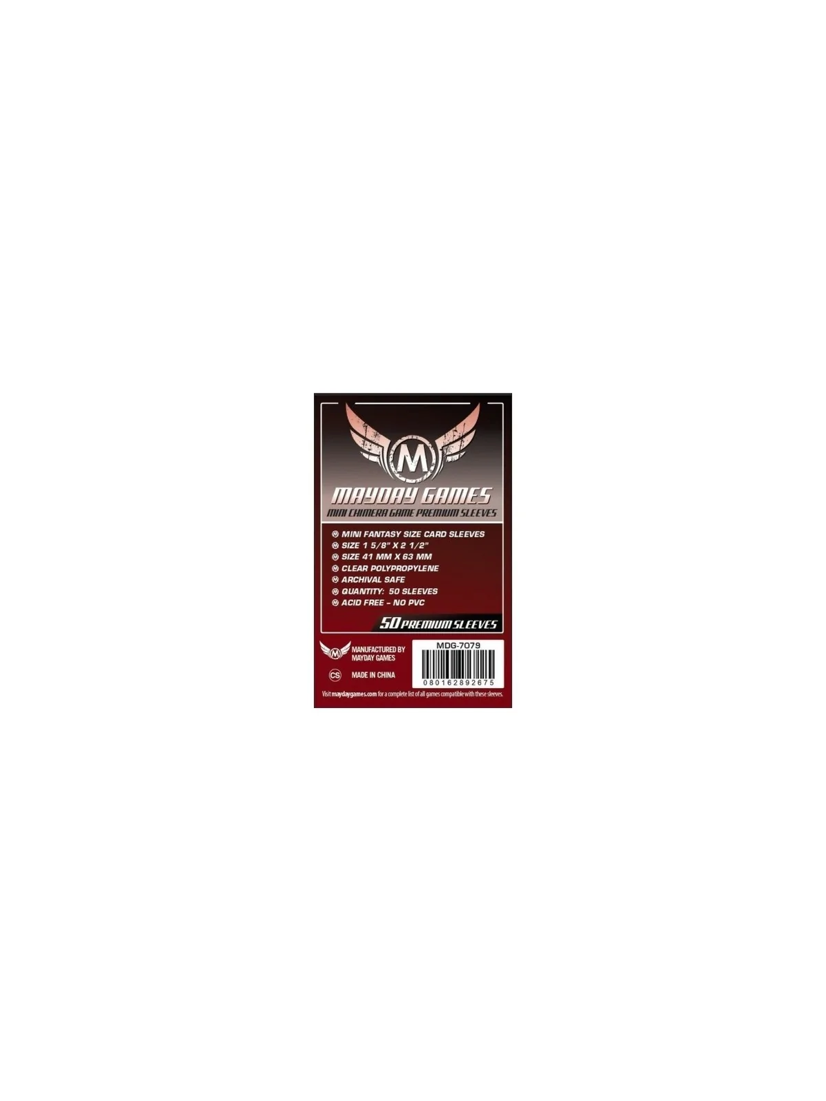 [7079] Mayday Games Premium Mini Chimera Game Sleeves Dark Red (Pack of 50) (43x65mm) de Mayday en Fundas | La Cueva Roja