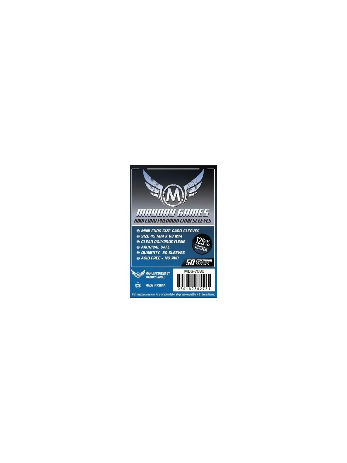 [7080] Mayday Games Premium Mini Euro Card Sleeves Dark Blue (Pack of 50) (45x68mm) de Mayday en Fundas | La Cueva Roja
