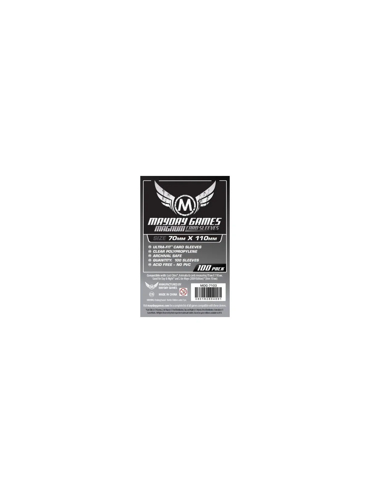[7103] Mayday Games Magnum Silver Sleeves Lost Cities (Pack of 100) (70x110mm) de Mayday en Fundas | La Cueva Roja