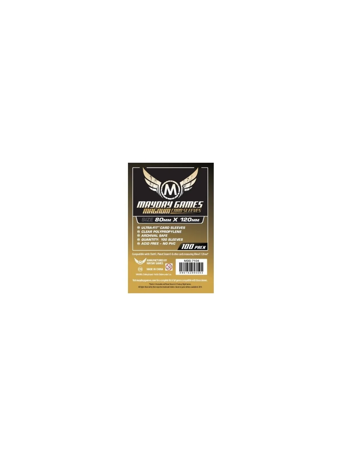 [7104] Mayday Games Magnum Gold Sleeves Dixit (Pack of 100) (80x120mm) de Mayday en Fundas | La Cueva Roja