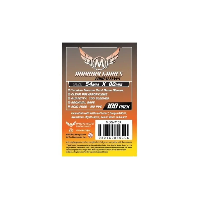 [7109] Mayday Games Yucatan Narrow Card Game Sleeves (Pack of 100) (54x80mm) de Mayday en Fundas | La Cueva Roja