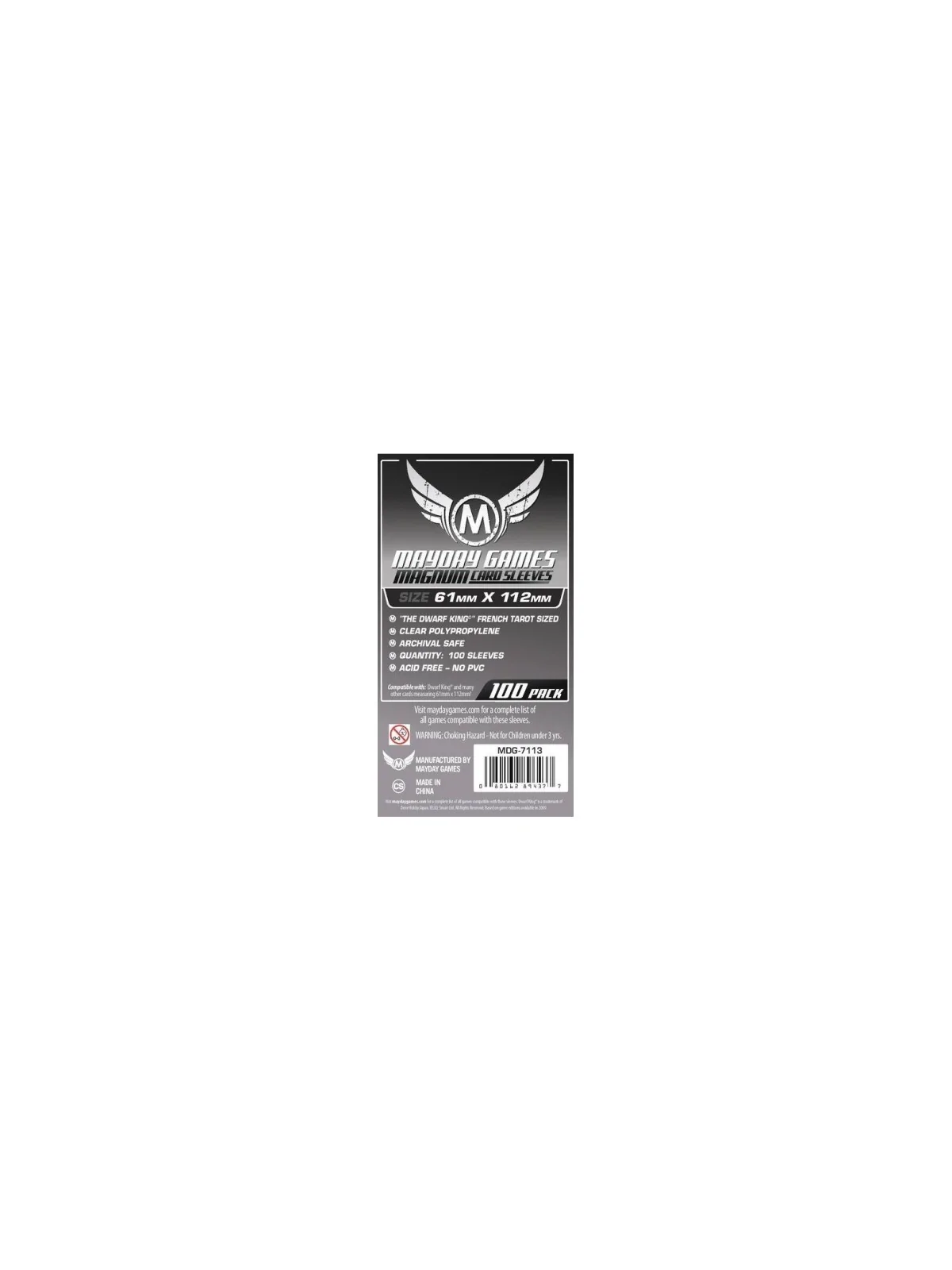 [7113] Mayday Games Magnum Platinum Card Sleeve Dwarf King French Tarot (Pack of 100) (61x112mm) de Mayday en Fundas | La Cueva 