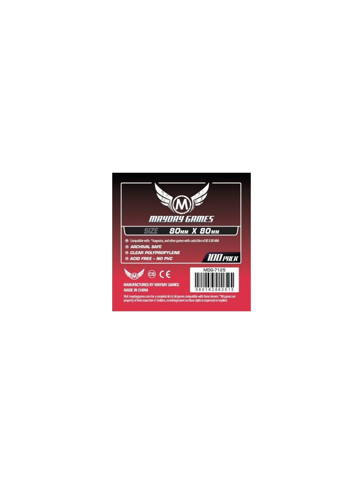 [7125] Mayday Games Medium Square Card Sleeves (Pack of 100) (80x80mm) de Mayday en Fundas | La Cueva Roja