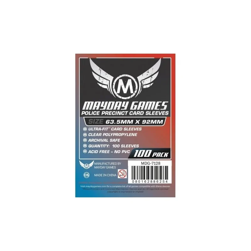 [7128] Mayday Games Custom Police Precinct Game Sleeves (Pack of 100) (63.5x92mm) de Mayday en Fundas | La Cueva Roja