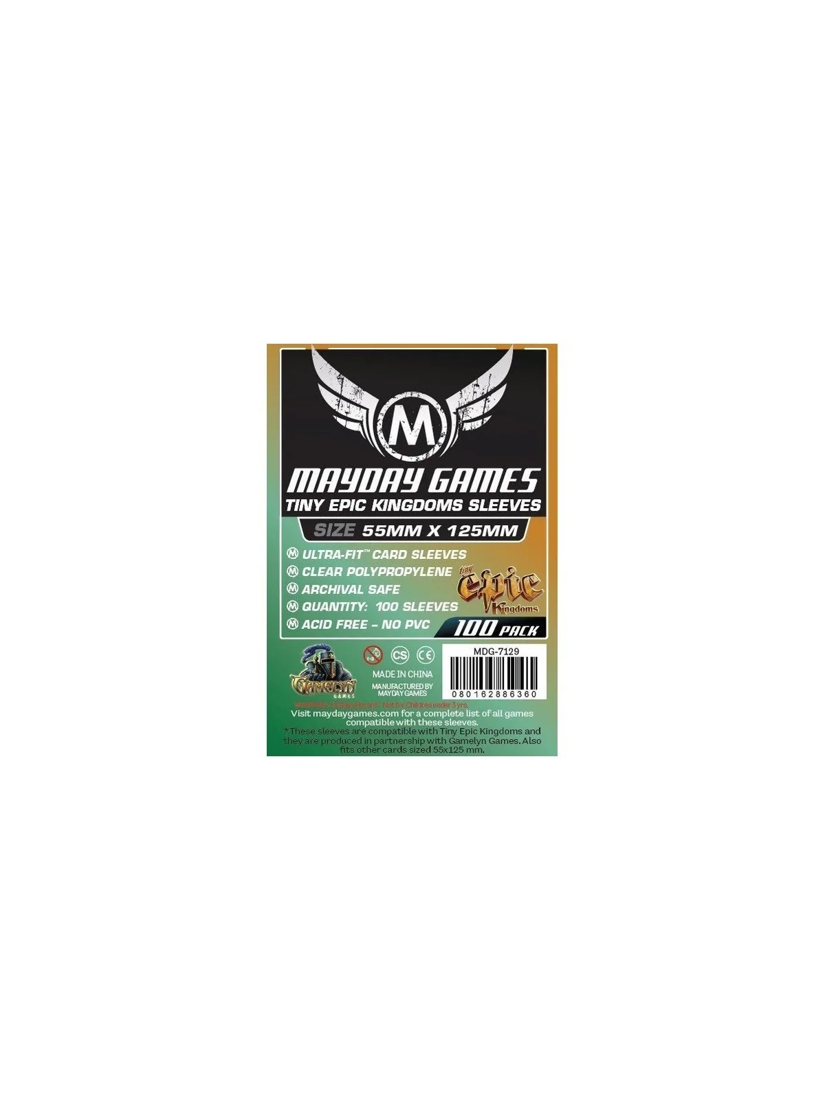 [7129] Mayday Games Custom Tiny Epic Kingdoms Sleeves (Pack of 100) (88x125mm) de Mayday en Fundas | La Cueva Roja