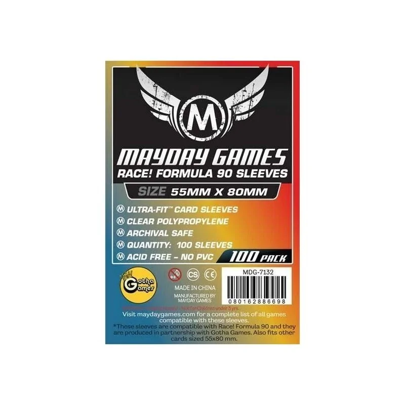 [7132] Mayday Games Race! Formula 90 Card Sleeves (Pack of 100) (55x80mm) de Mayday en Fundas | La Cueva Roja