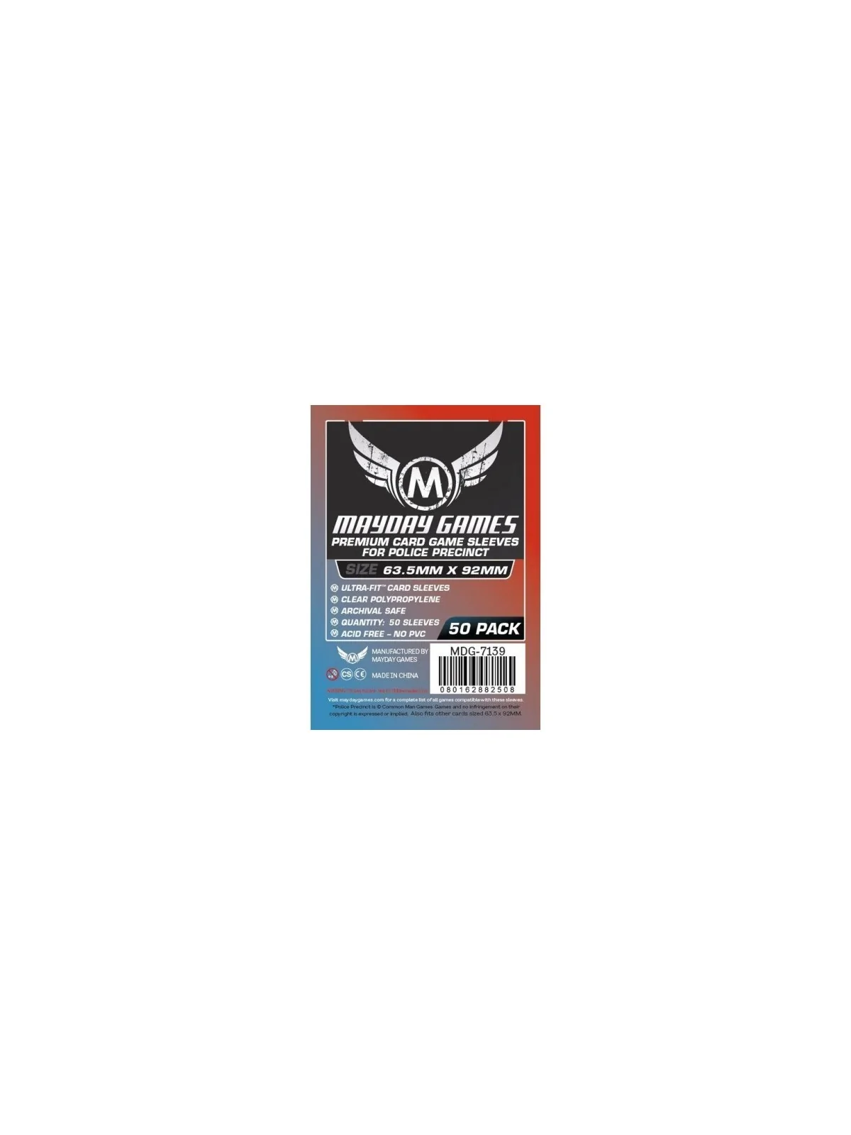 [7139] Mayday Games Premium Custom Police Precinct Sleeves (Pack of 50) (63.5x92mm) de Mayday en Fundas | La Cueva Roja
