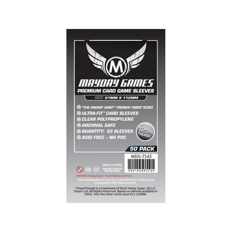 [7143] Mayday Games Premium Magnum Platinum Sleeves Dwarf King French Tarot (Pack of 50) (61x112mm) de Mayday en Fundas | La Cue