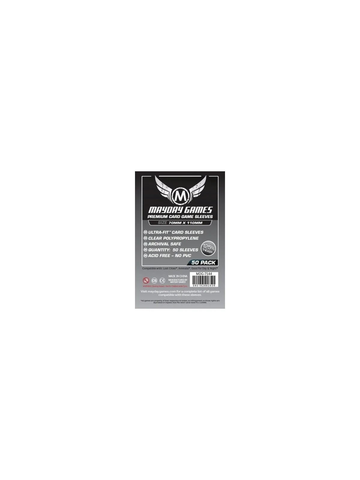 [7144] Mayday Games Premium Magnum Silver Sleeves Lost Cities (Pack of 50) (70x110mm) de Mayday en Fundas | La Cueva Roja