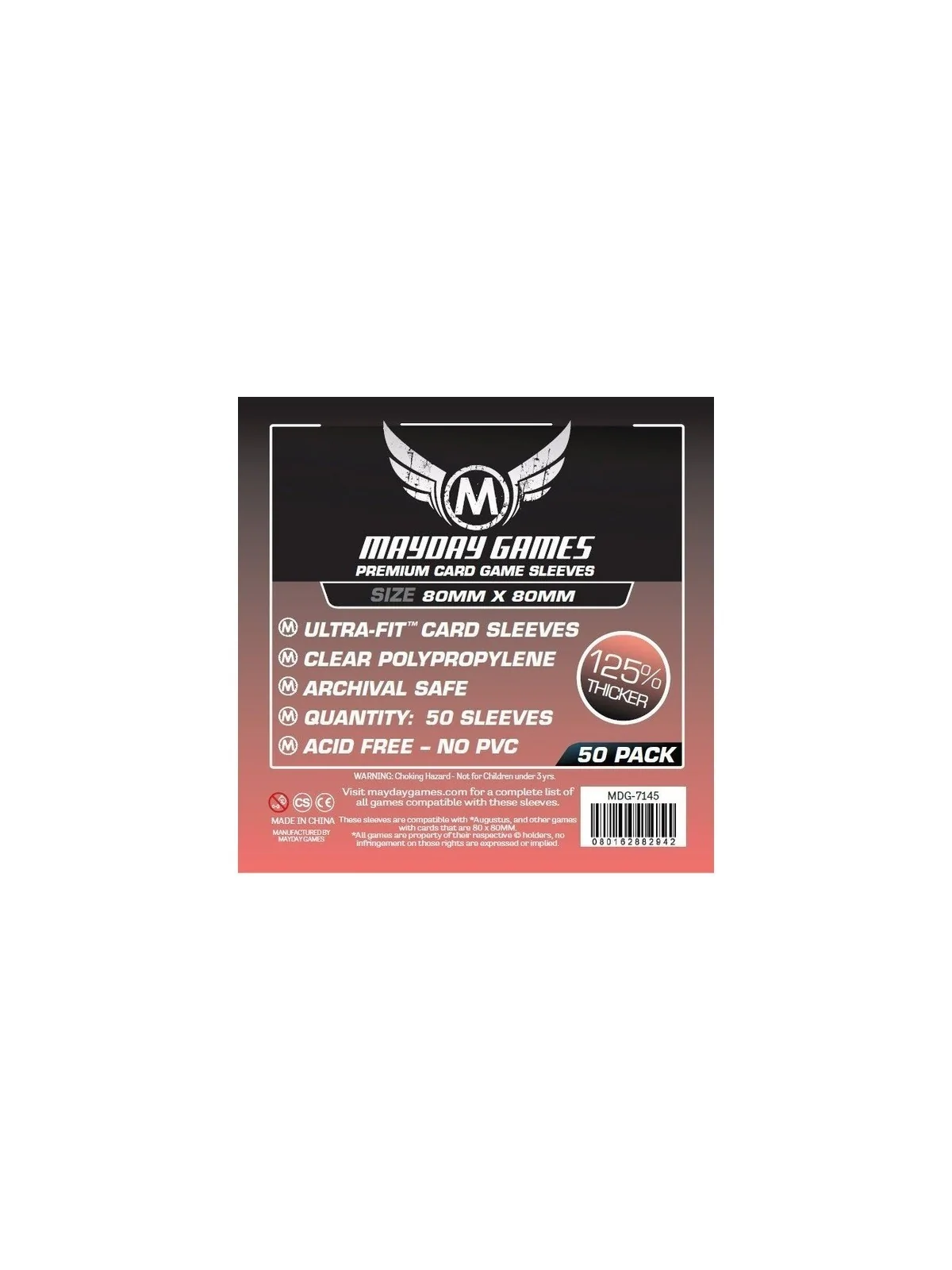 [7145] Mayday Games Premium Medium Square Card Sleeves (Pack of 50) (80x80mm) de Mayday en Fundas | La Cueva Roja