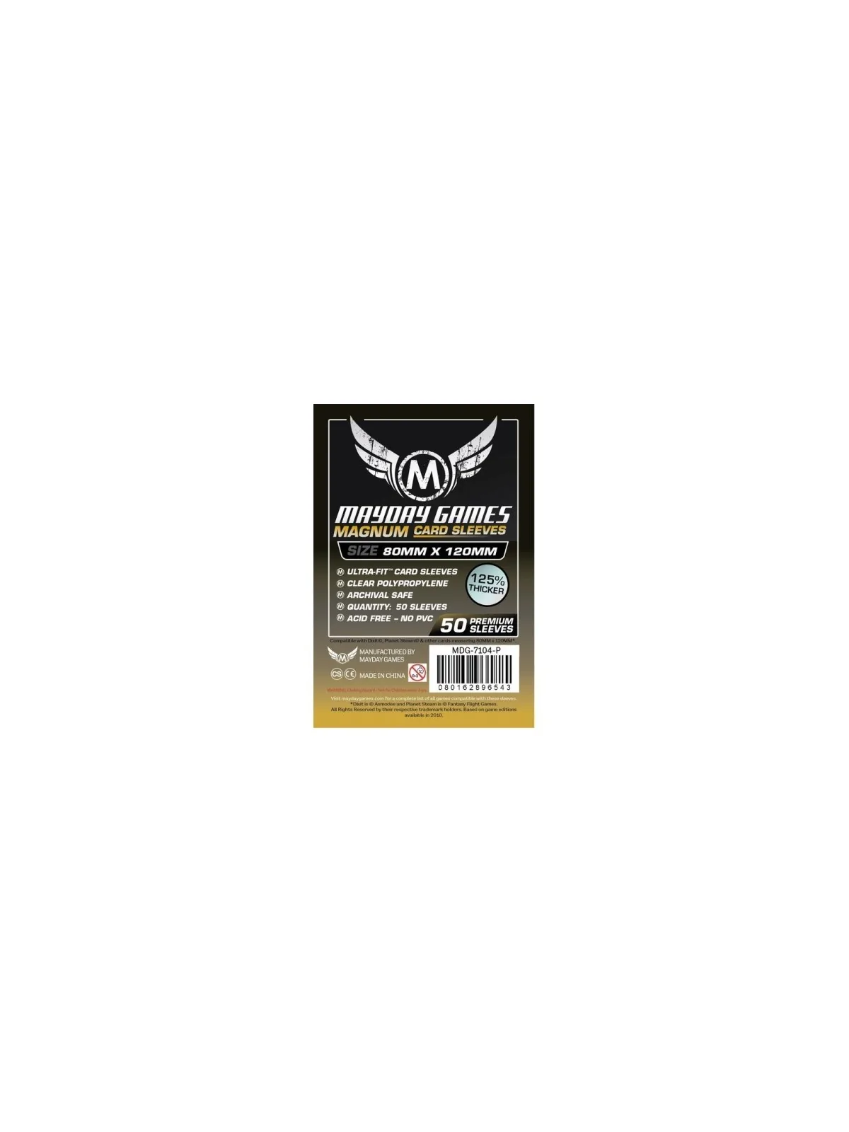 [7104P] Mayday Games Magnum Gold Sleeves Premium Dixit Black Backed (Pack of 50) (80x120mm) de Mayday en Fundas | La Cueva Roja