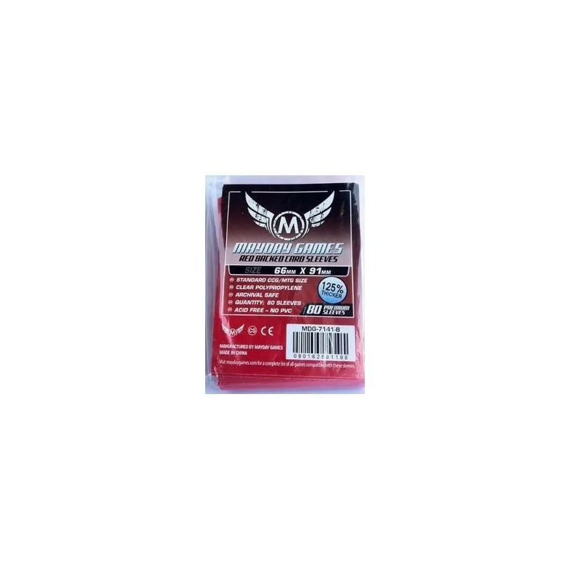 [7141B] Mayday Games Card Game Sleeves Red Backed (Pack of 80) (66x91mm) de Mayday en Fundas | La Cueva Roja