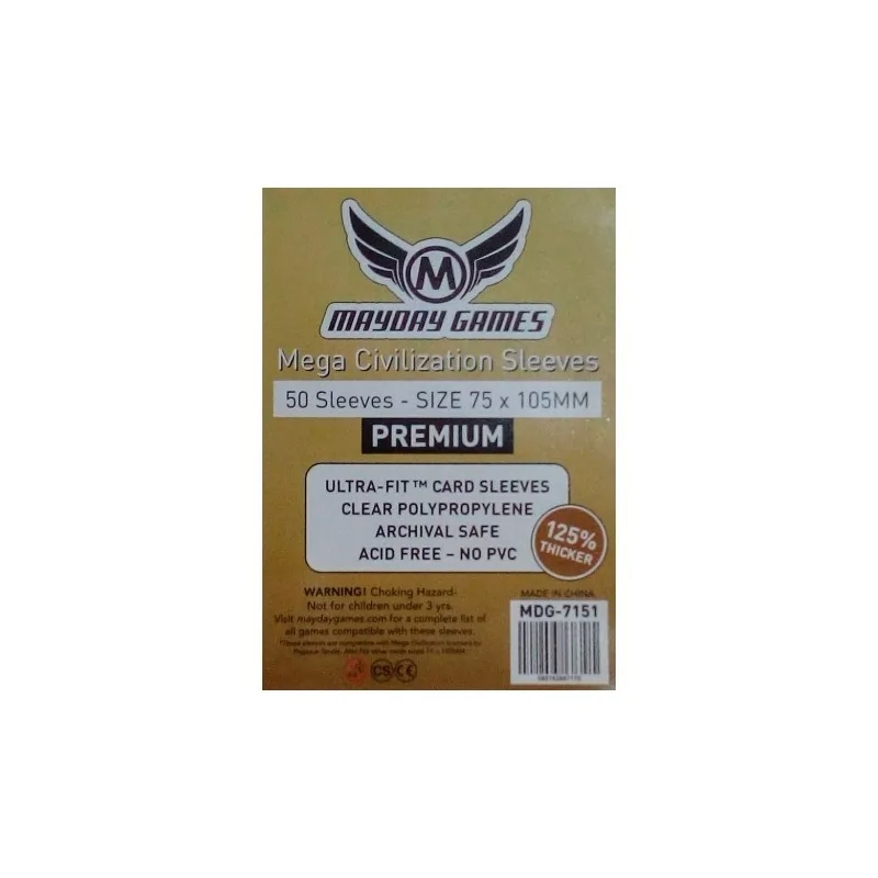 [7151] Mayday Games Premium Mega Civilization Sleeves (Pack of 50) (75x105mm) de Mayday en Fundas | La Cueva Roja
