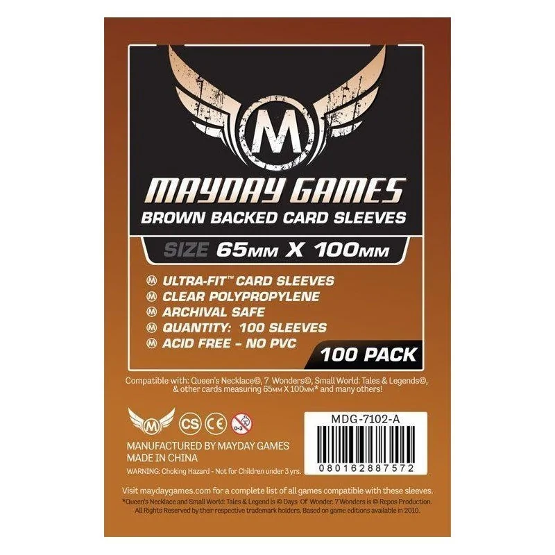 [7102A] Mayday Games Magnum Ultra-Fit 7 Wonders Brown Backed (Pack of 100) (65x100mm) de Mayday en Fundas | La Cueva Roja