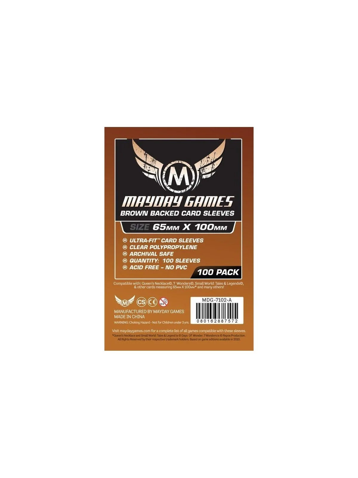 [7102A] Mayday Games Magnum Ultra-Fit 7 Wonders Brown Backed (Pack of 100) (65x100mm) de Mayday en Fundas | La Cueva Roja