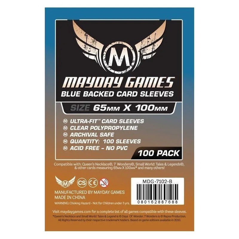 [7102B] Mayday Games Magnum Ultra-Fit 7 Wonders Blue Backed (Pack of 100) (65x100mm) de Mayday en Fundas | La Cueva Roja